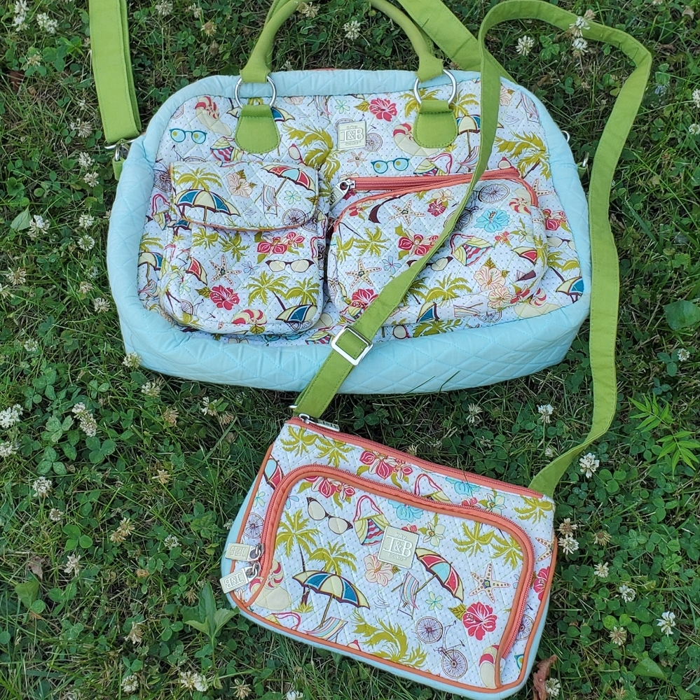 Beach Themed Travel Bag and Crossbody Set